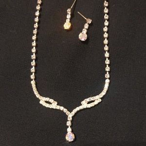 Rhinestone necklace and earrings